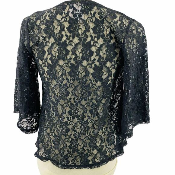 Pout Sexy Black Floral Lace Top Open Front Lingerie Small - Picture 4 of 8